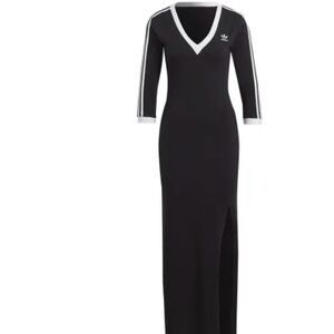 Adidas adicolor Classic 3 stripe black and White maxi dress